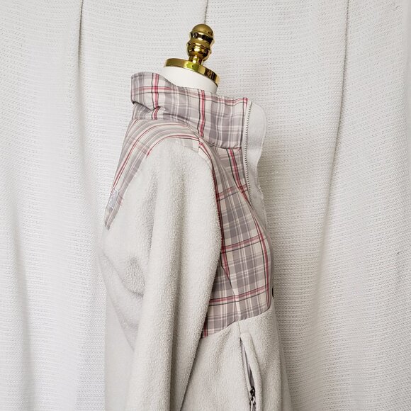 The North Face Retro Denali fleece jacket with red grey off-white plaid women's - Picture 6 of 16